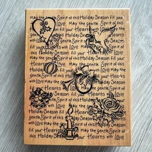 Christmas Spirit Holiday Sayings Rubber Stamp PSX The Montage Collection K3114